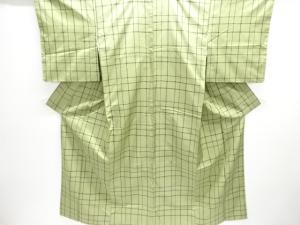 アンティーク　格子織出し手織り紬着物アンサンブル